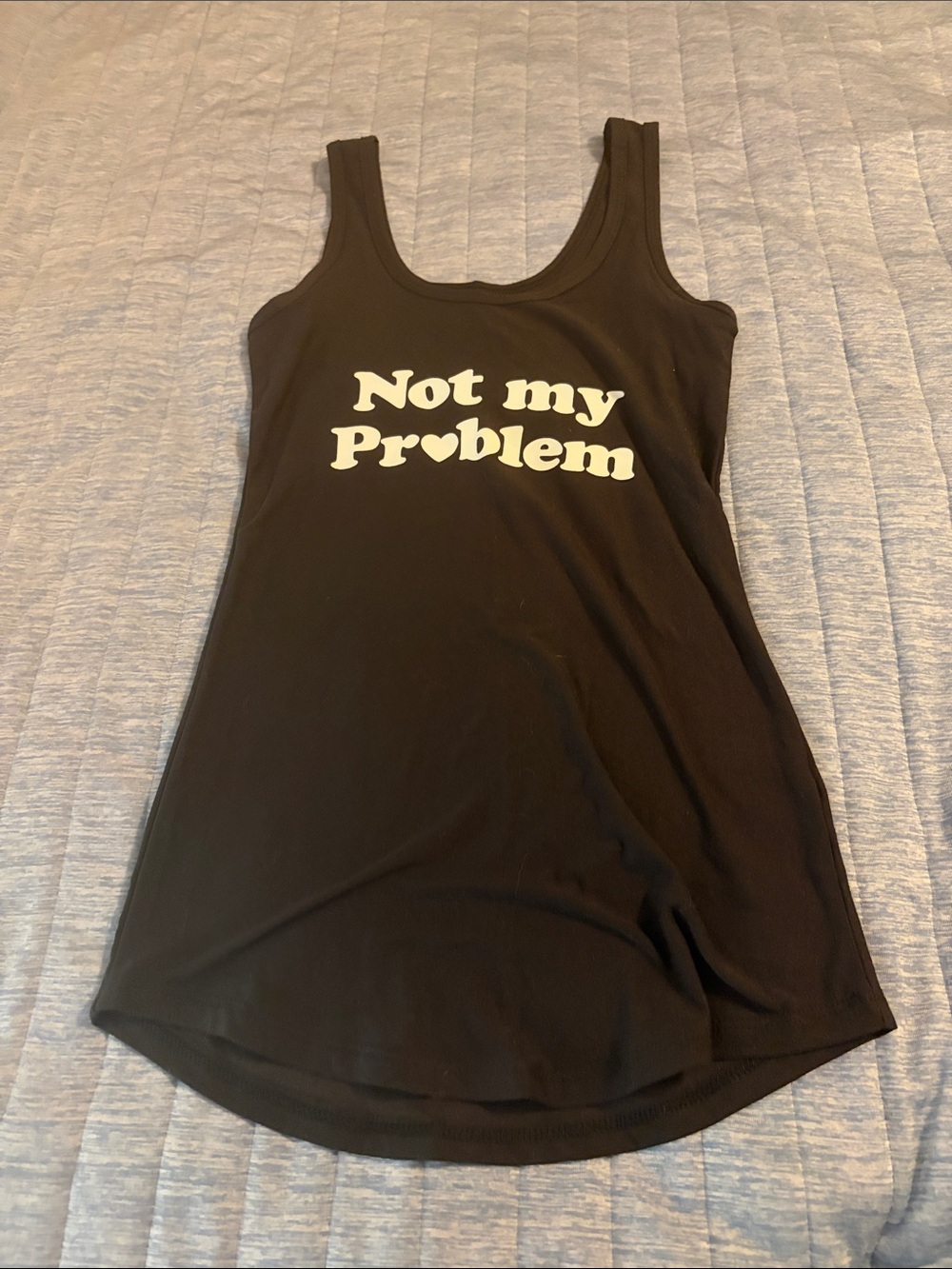 No Boundaries Black Tank Top with White "Not My Problem" Graphic